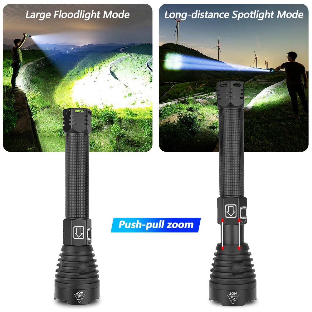 XHP90 фонарик USB перезаряжаемый светодиодный фонарь Zoom фонарь XHP70 ...