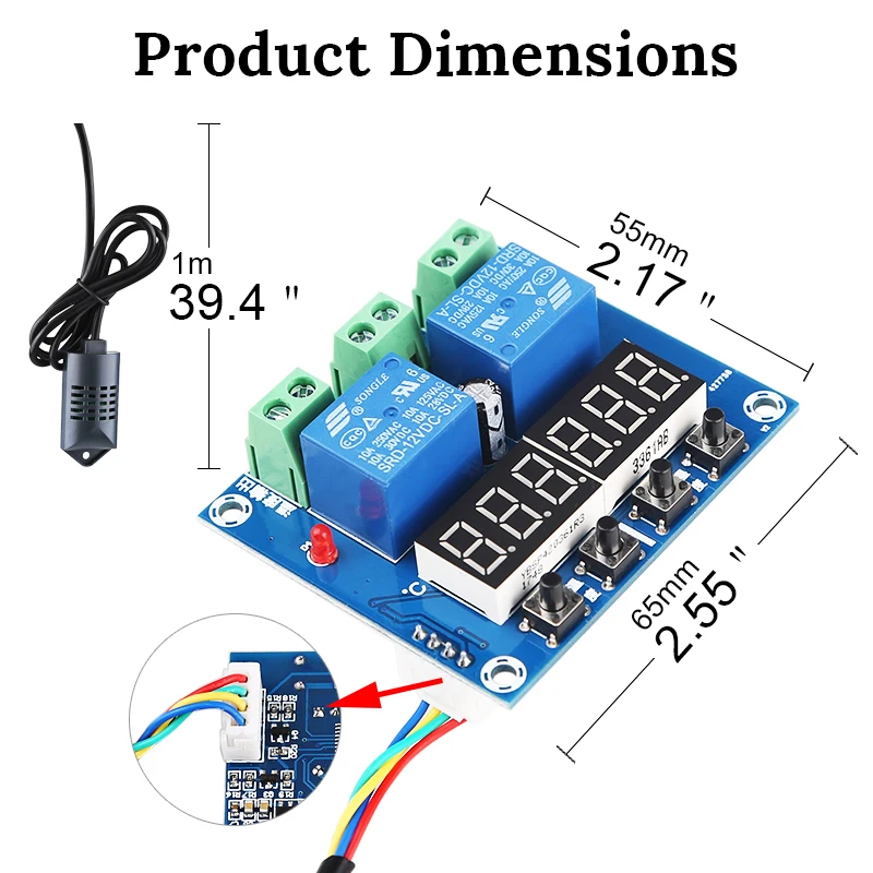 Goede XH M452 Thermostaat Temperatuur Vochtigheid Thermometer Hygrometer Controller Module DC 12V LED Digitale Display Dual Output