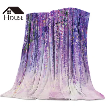 

Abstract Art Throw Blanket Oil Painting Printed Blankets Purple Artistic Conception Blankets for Beds Customizable