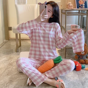 

New Arrival Fashionable Pajama Sets For Women Spring Summer Cotton Pyjamas For Girl Loose Casual Indoor Wear Night Sleepwear
