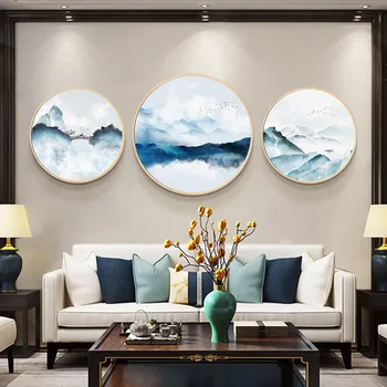 

New Chinese Style Living Room Decorative Quadro Paintings By Numbers Abstract Circular Zen Mural Tea Room Landscape Porch