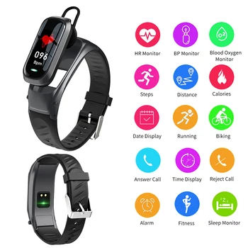 

B9 Smart Bracelet Bluetooth Earphone Answer Call Voice Control Smart Band Heart Rate Tracker Sport Fitness Watch IP67 Waterproof