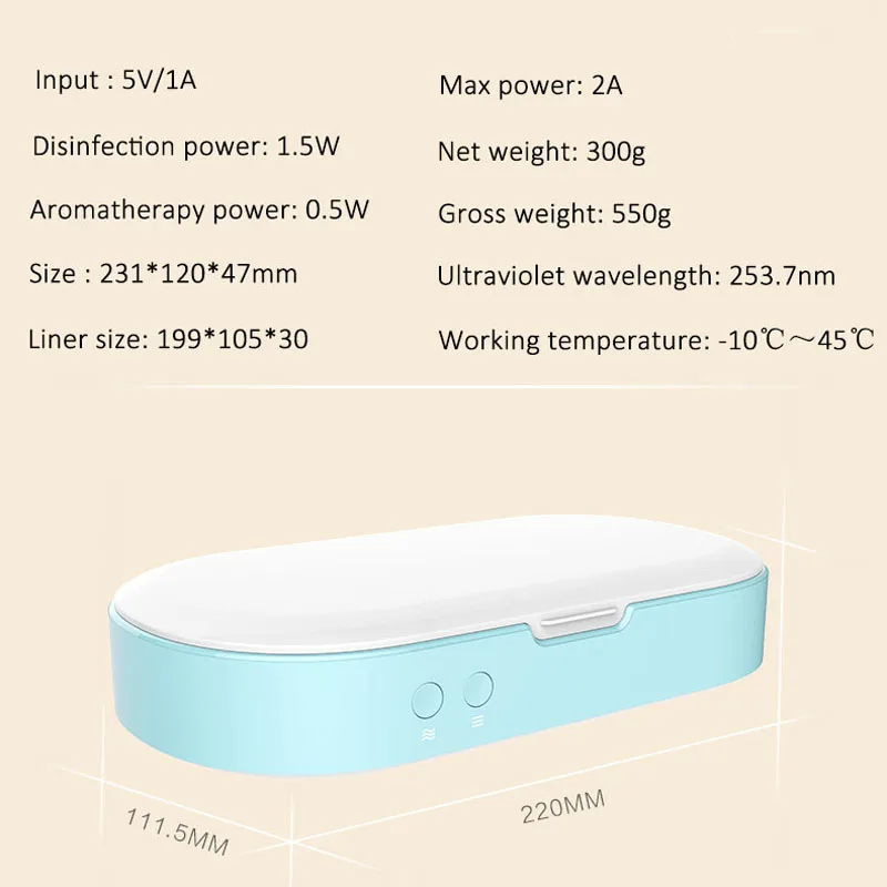 5 в портативный двойной УФ стерилизатор коробка ювелирные изделия телефон очиститель Персональный Уход Инструмент Многофункциональная дезинфекционная коробка с ароматерапией