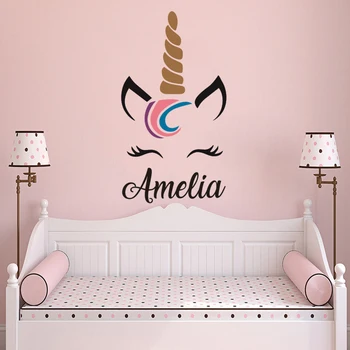 

Lovely Unicorn Wall Sticker Kids Girls Room Personalised Name With Unicorn Wall Vinyl Decals Art Nursery Decoration