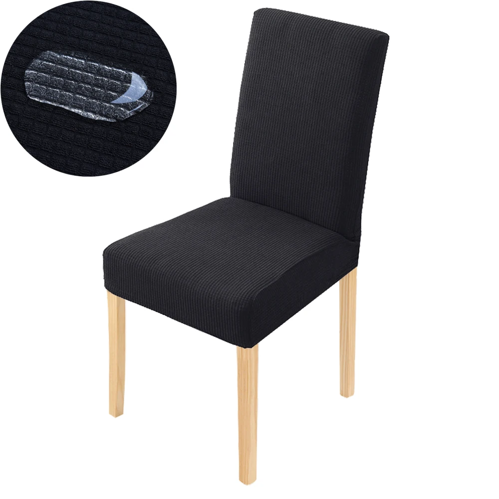 Чехлы на стулья из водонепроницаемого флиса и спандекса, чехлы на стулья для обеденного стула, Стрейчевые жаккардовые Чехлы для гостиной, кухни, свадьбы - Цвет: 1-Black
