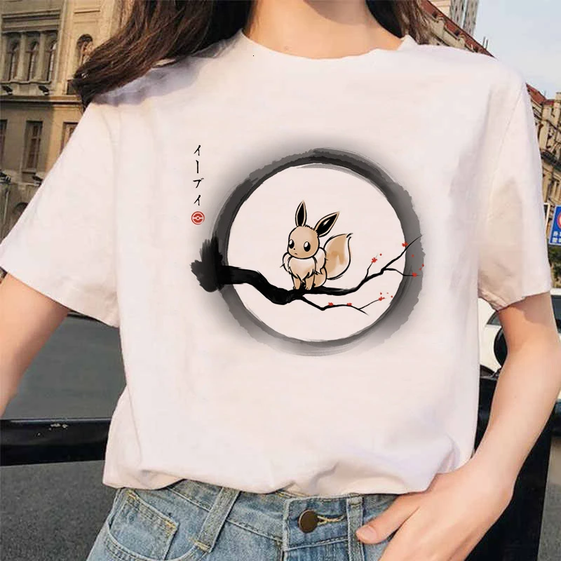 Забавные футболки в стиле Покемон го Харадзюку, женская футболка с героями мультфильмов каваи Пикачу, Милая футболка 90 s, модная уличная одежда, женские футболки
