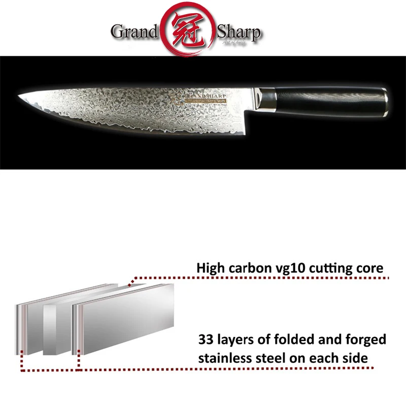Grandsharp дамасский нож 8 &quotнож шеф повара японский кухонный Дамаск VG10 67 слой острые