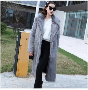 

Europe and the United States new fur coat wholesale imitation fox long in paragraph women