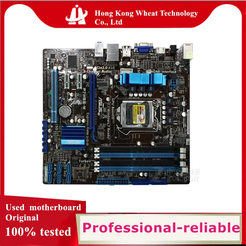 Для ASUS P7P55-M материнская плата Socket LGA 1156 DDR3 P55 оригинальная десктопная Б/у |