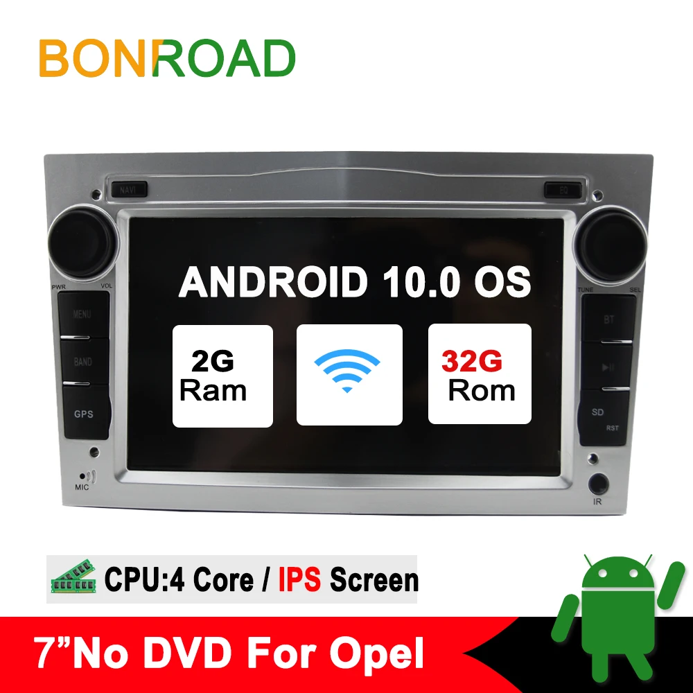 Bonroad 2DIN Android 10,0 Автомобильный мультимедийный плеер для Opel Astra Vectra Antara Zafira Corsa радио gps навигация RAM2G(без dvd - Цвет: Silver Ram2G Rom32G