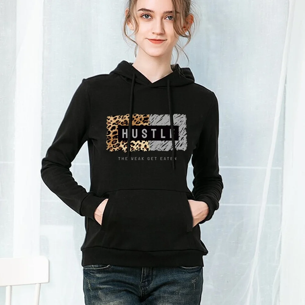 Women Streetwear Hoodies Sweatshirt Autumn Long Sleeve Hoodied Harajuku Hoodie Leopard Print  Loose All-matc Fashion Pullover trendy hoodies for women