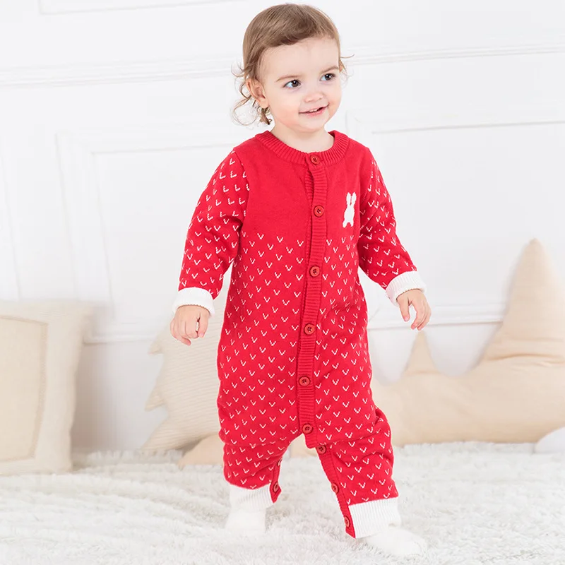 

Gu wu Autumn And Winter New Style Cotton One Piece Rabbit Tail Modeling Yarn Baby Romper 12006