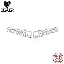 BISAER блестящие настоящие 925 серебряные серьги для женщин, высокое качество, милая серьга-гвоздик "Слон", серьги, лучшие подарки GXE678