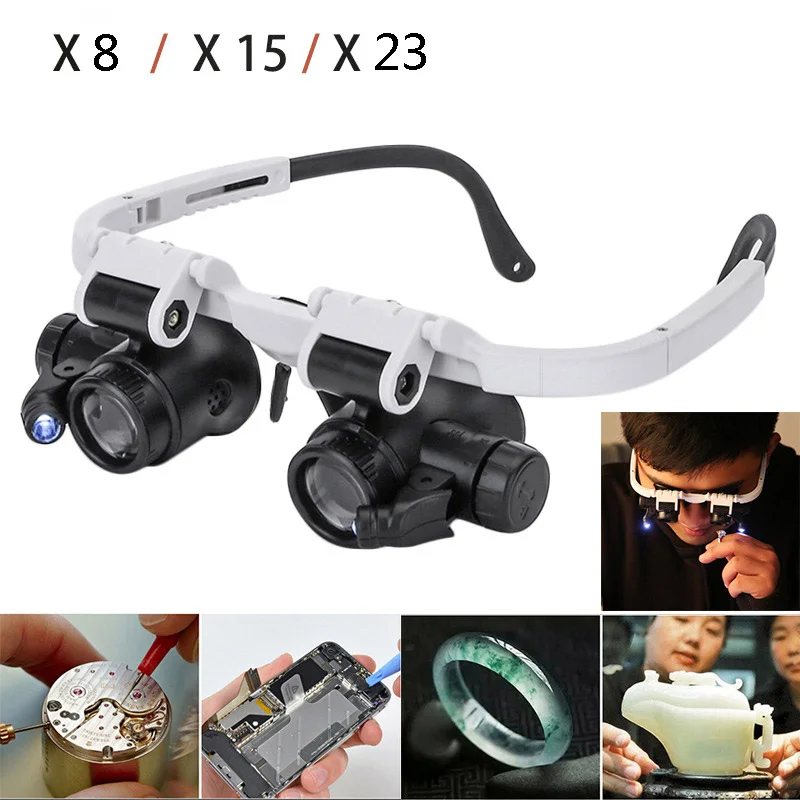 05 Eyelash Extension Lens Adjustable Headband Magnifying Glass Magnifier With LED Light Lamp Eyelash Extension Beauty Tools - Цвет: 05