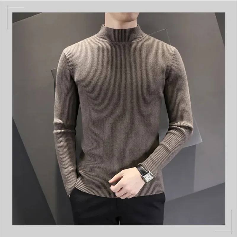 

2020 New Autumn Winter Men'S sweater Men's Turtleneck Solid Color Casual Sweater Men's Slim Fit Brand Knitted Pullovers