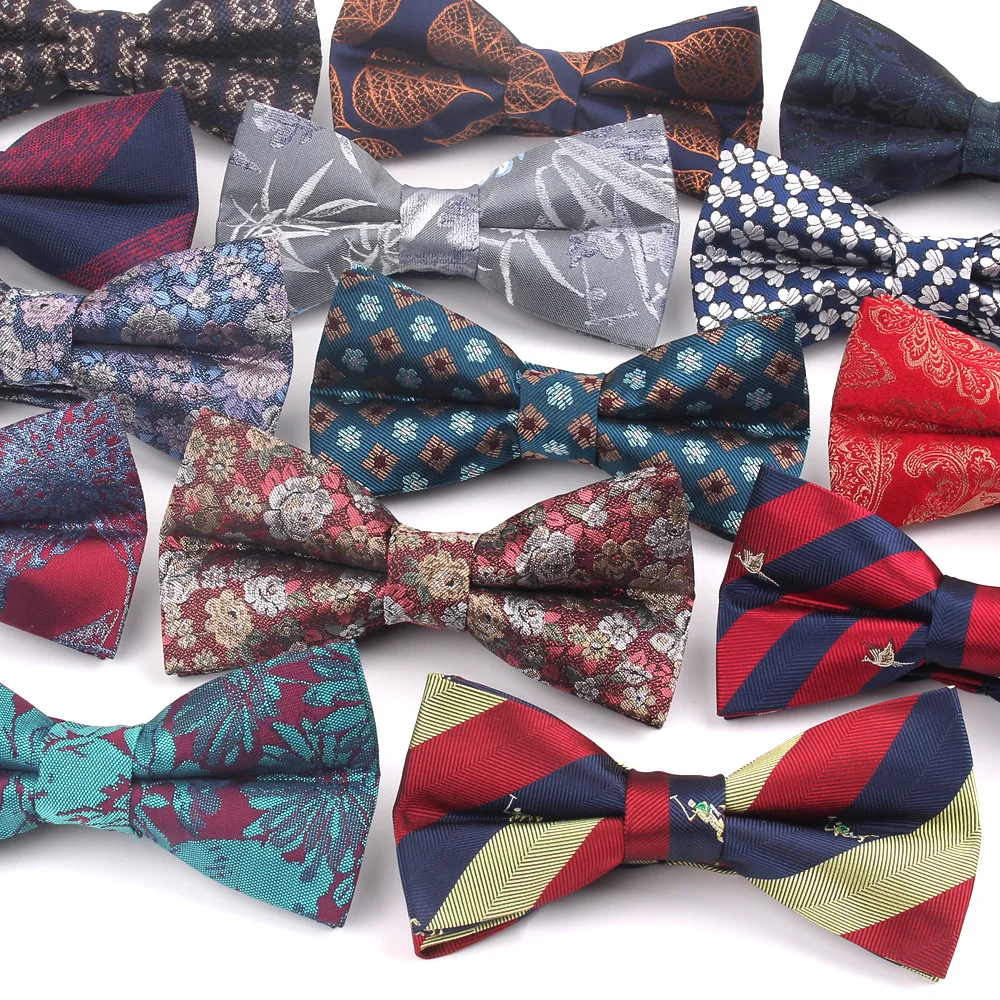 NewStripedMensBowTieJacquardWovenBowtieForMenBusinessWedding