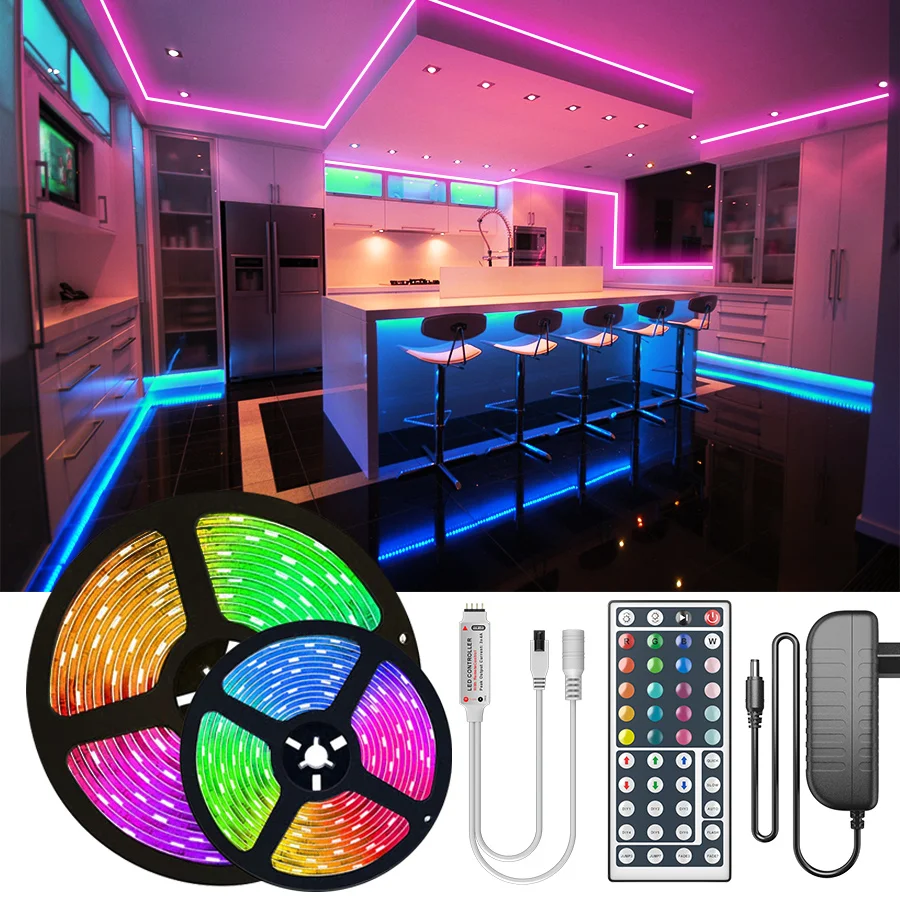  Цветная (RGB) Светодиодные ленты светильник 2835 10 м 5 м светодиодный светильник s SMD 5050 rgb Светодиодная лента Диодная лента Гибкая не Водоне…
