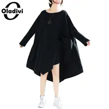 Oladivi/женские блузки больших размеров, черные осенние Рубашки, повседневные свободные женские блузки с длинными рукавами больших размеров 8XL