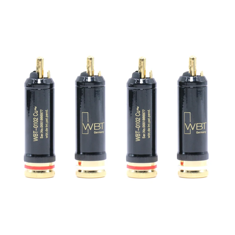 4pcs Hifi Gold Plated RCA Plug WBT-0102Cu 99.998% Copper 24K Platd Single Connector | Электроника