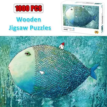 

1000 Pcs Jigsaw Puzzles Adults Educational Toys Scenery Fish and House Assembling Puzzles Educational Puzzles Games For Adults