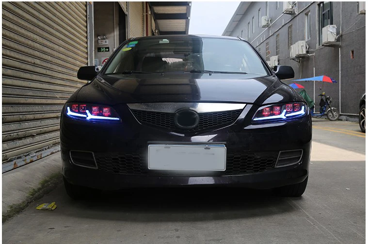 Головной фонарь для Mazda 6, фары 2004-2013, мазда 6, все светодиодный фары, СВЕТОДИОДНЫЙ DRL, динамический сигнал, ангельские глазки, аксессуары