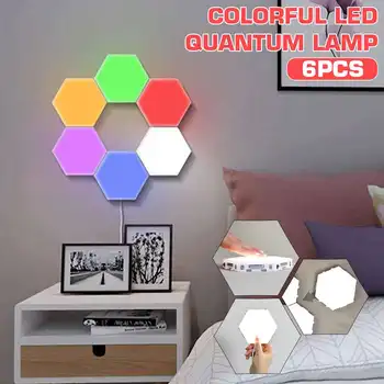 

6 pcs Remote Colorful DIY Quantum Light Touch Sensor Night Lamp Modular Hexagonal LED Magnetic Lights Wall bedroom night light
