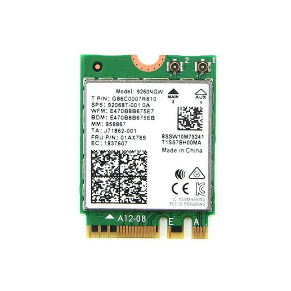 

Dual Band 1.73Gbps Wireless AC For Intel 9260 9260NGW Card NGFF 2.4G/5Ghz 802.11ac Wifi Bluetooth 5.0 Network Card
