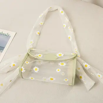 

Causual PVC Transparent Clear Woman Crossbody Bags Shoulder Bag Women Marguerite Print Transparent Jelly Tote Bag Handbag 2020