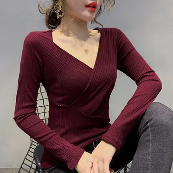 

2020 casual sexy women's top fashion bottom coat Long Sleeve Polo Shirt women's T-shirt professional new designer big size