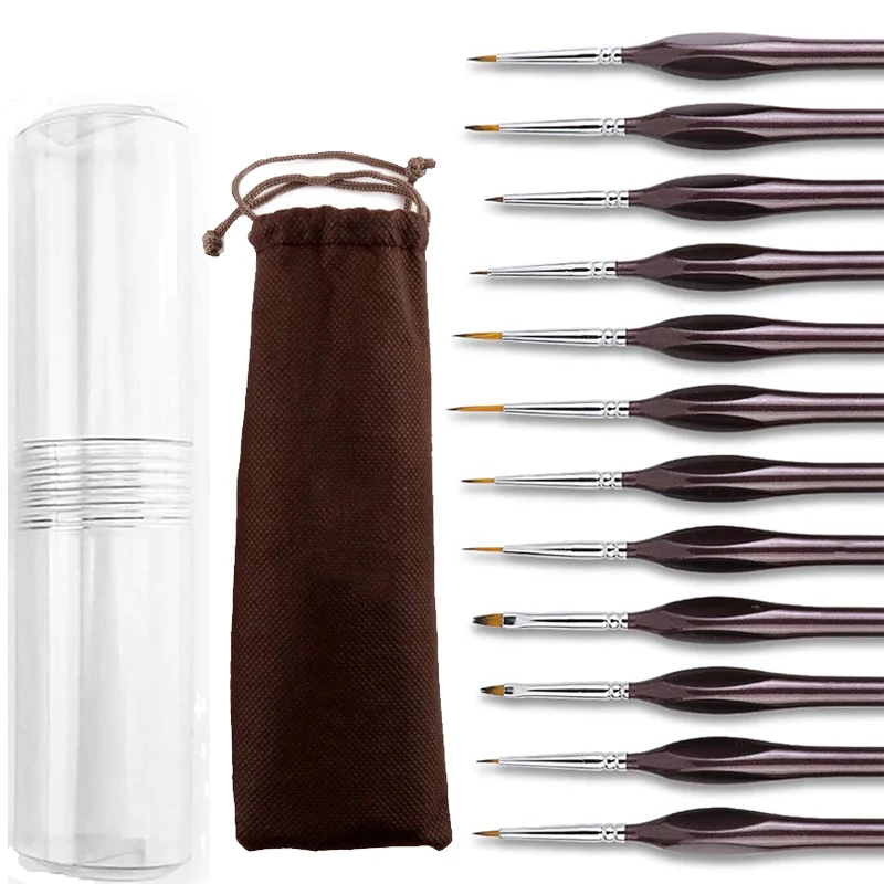 

12Pcs Paint Brush Tiny Minatur Fine Tip Detai Brushes for Detailing, Rock Painting, Acrylic, Watercolor, Oil Art Supplies Kit