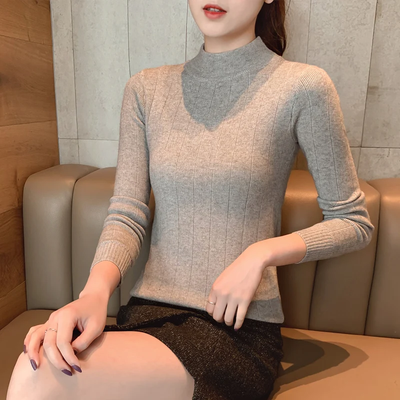 

Banerdanni 2019 Fall New Women Turtleneck Sweater Pullover Black Knitted Slim Sweaters Tops Winter Casual Sweater Jumper Tops