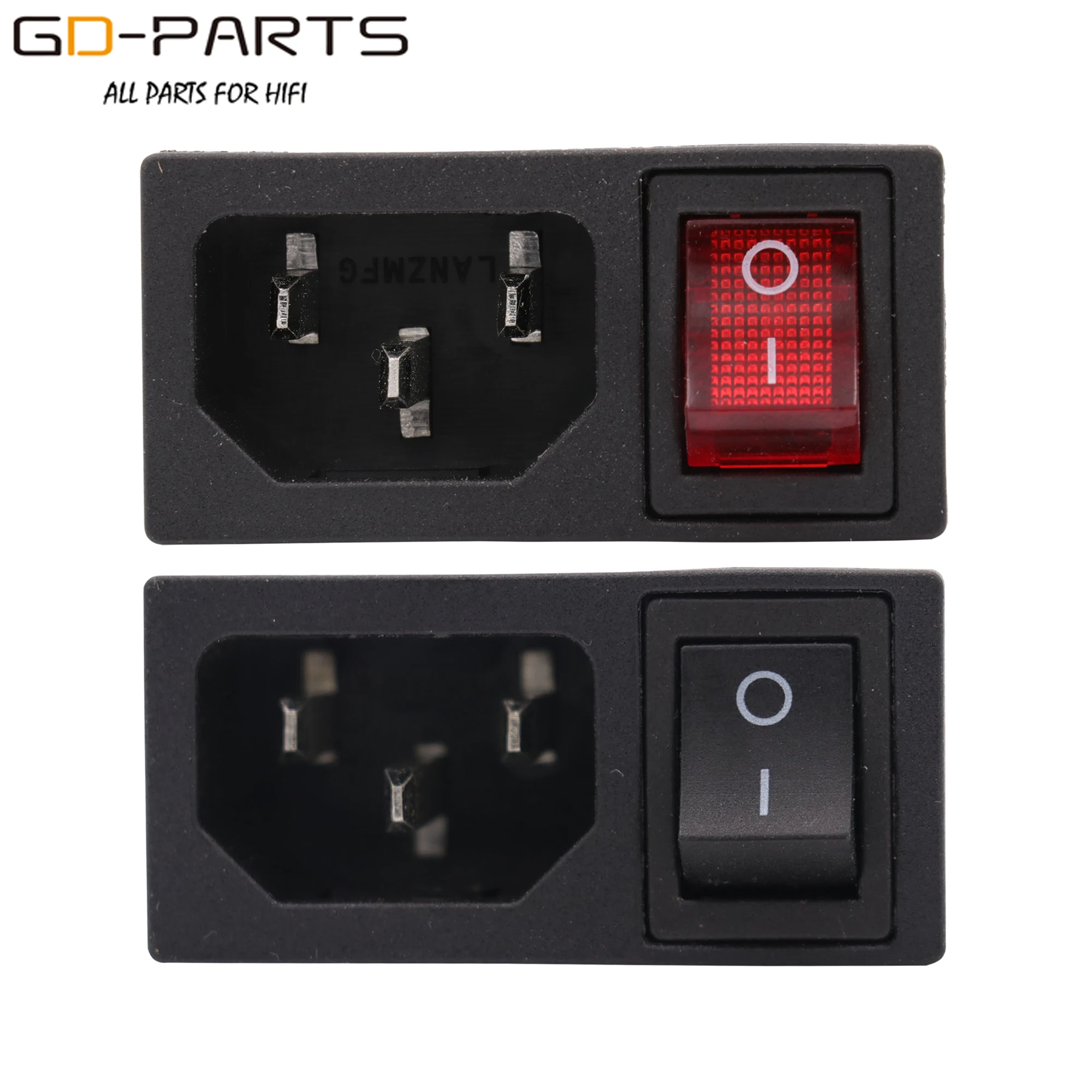 IEC320 AC Power cord Inlet Mains Power Receptacle With ON OFF Red Rocker Switch