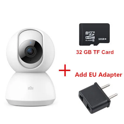 Add EU Plug 32GB Xiao mi jia, 360 градусов, ночная версия, IP, умная камера, Wifi, детский монитор, голосовой монитор, веб-камера, видео для mi Home - Цветной: Add EU Plug 32GB