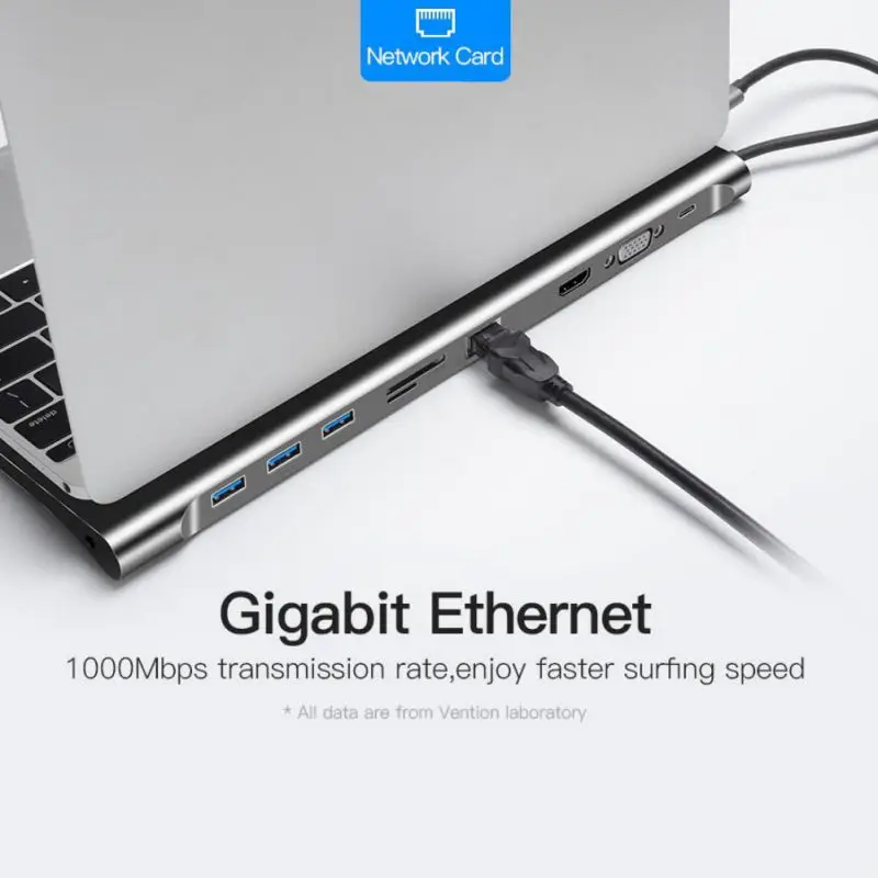 10 в 1 концентратор USB C 4 к док-станция Тип C HDMI RJ45 Gigabit Lan PD 60 Вт блок питания thunderbolt 3 Для iMac air surface book
