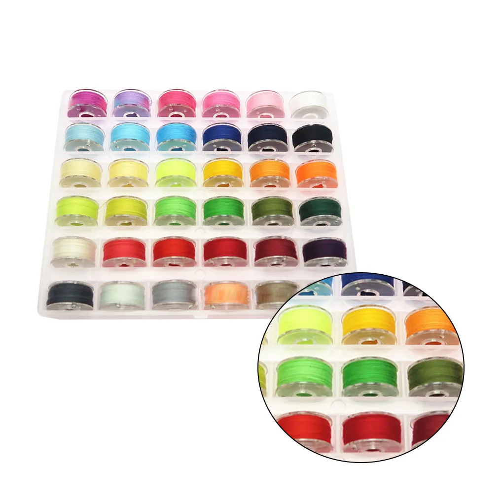36/50pcs/Set Sewing Bobbins Mixed Color Polyester Sewing Thread Transparent Plastic Bobbin Home Mini Sewing Machine Accessories