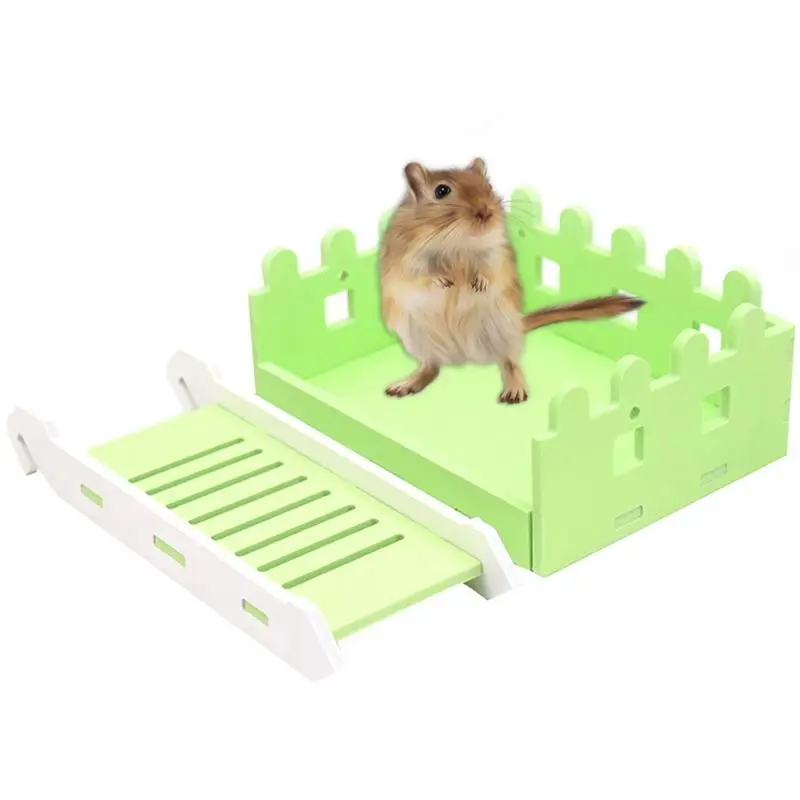 for Dwarf Robo Syrian Gerbils Teddy Bear Mice Made of Safe Balsa Wood Zhang Ku Parrot Hamster Wooden Fence Ladder Platform Squirrel Hamster Climbing Ladder Funny Small Pet Toy 