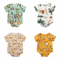 Sanlutoz Baby Boys Girls Bodysuits Summer Cotton Toddler Clothes Cartoon Unisex Short Sleeve 1