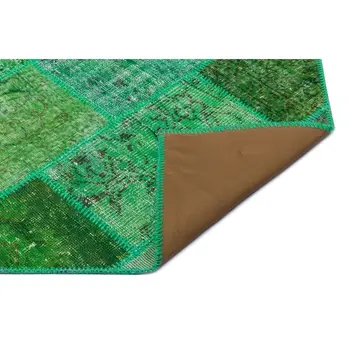 

Handmade Green Vintage Overdyed Patchwork Area Rug 120 X180 Cm-3'11''X5'11''