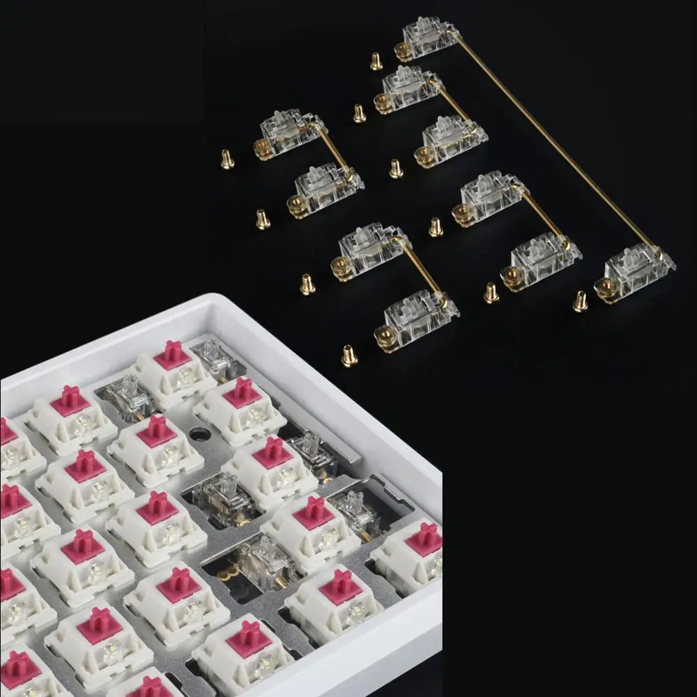 

Transparent Gold Plated 60% 87 Pcb Screw in Stabilizer Mechanical Keyboard Mounted Stabilizer Modifier Key Stabiliser Plate