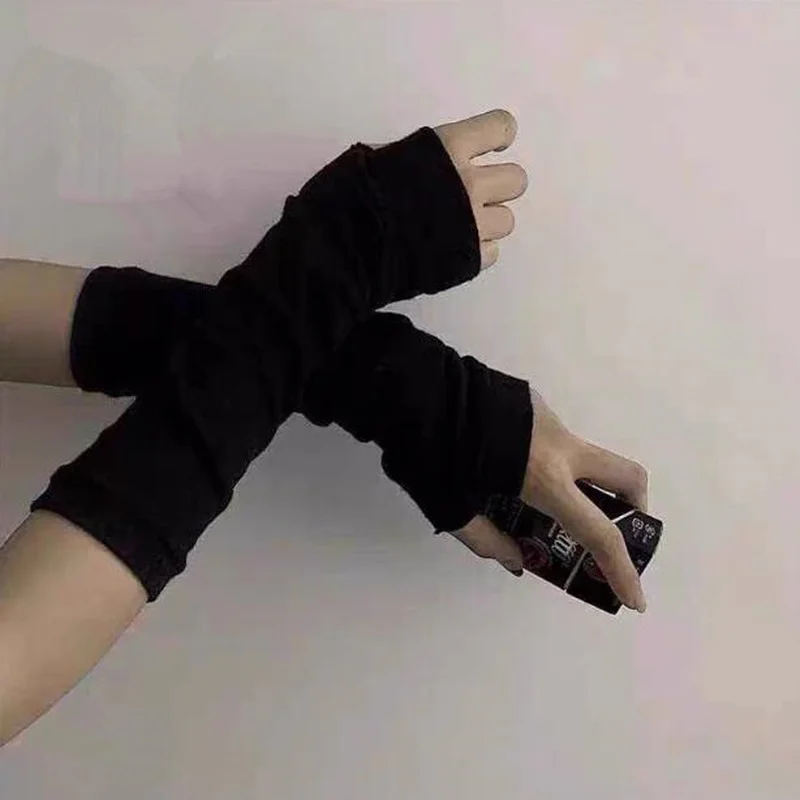 Gothic Fingerless Gloves Sleeve Anime Striped Elbow Glove Women Fishnet Sports Emo Oversleeve Long Punk Rock - Gloves Mittens - AliExpress