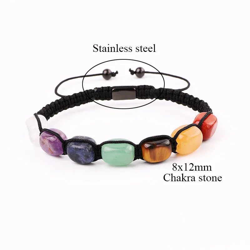New Fashion Natural Stone 7 Chakra Energy Stone Beads Braided Custom Macrame Bracelet Jewelry Men Women - Image 2
