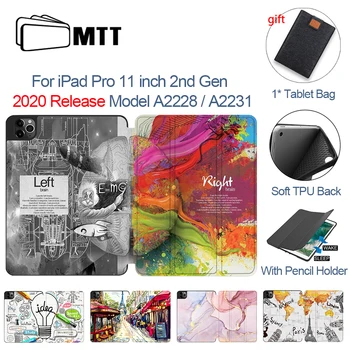 

MTT Soft TPU Back Case For iPad Pro 11 inch 2020 NEW PU Leather Flip Stand Smart Cover Protective Tablet Case Funda A2228 A2231