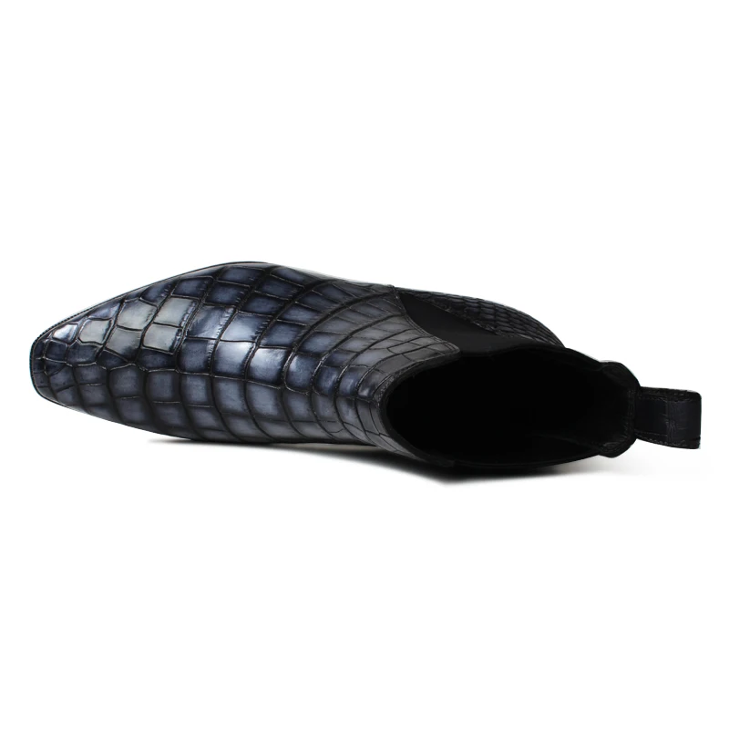 VIKEDUO Echtes Krokodil Leder Stiefeletten feur myanner клетчатая патина Karree Handgemachte Mans Schuhe зимняя Челси Zapatos
