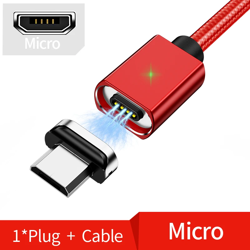 Udyr Магнитный Micro USB кабель 3A Быстрая зарядка usb type C кабель для iPhone 11 X R 7 samsung S9 Магнитный зарядный кабель для телефона - Цвет: Micro Cable Red