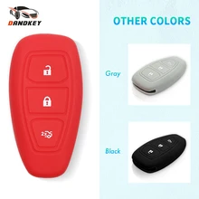 Dandkey силиконовый чехол с 3 кнопками, умный чехол для дистанционного ключа для Ford Fiesta Focus MK3 Mondeo Ecosport Kuga Focus ST Fob, автомобильный стиль