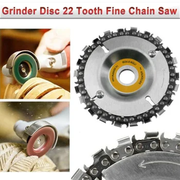 

Metalworking Chainsaw Disc 22-Tooth 4inch Wood Carving Grinding Wheel Power Tool Accessories Silver Steel Supplies