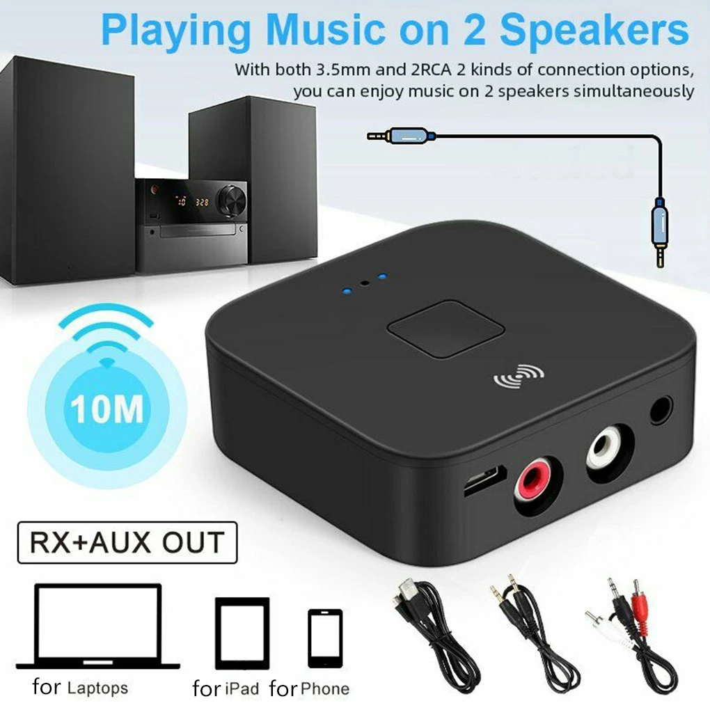 Bluetooth 5.0 RCA Audio Receiver APTX 3.5mm AUX Jack Music Wireless Adapter With NFC for Car TV Computer Speakers | Электроника