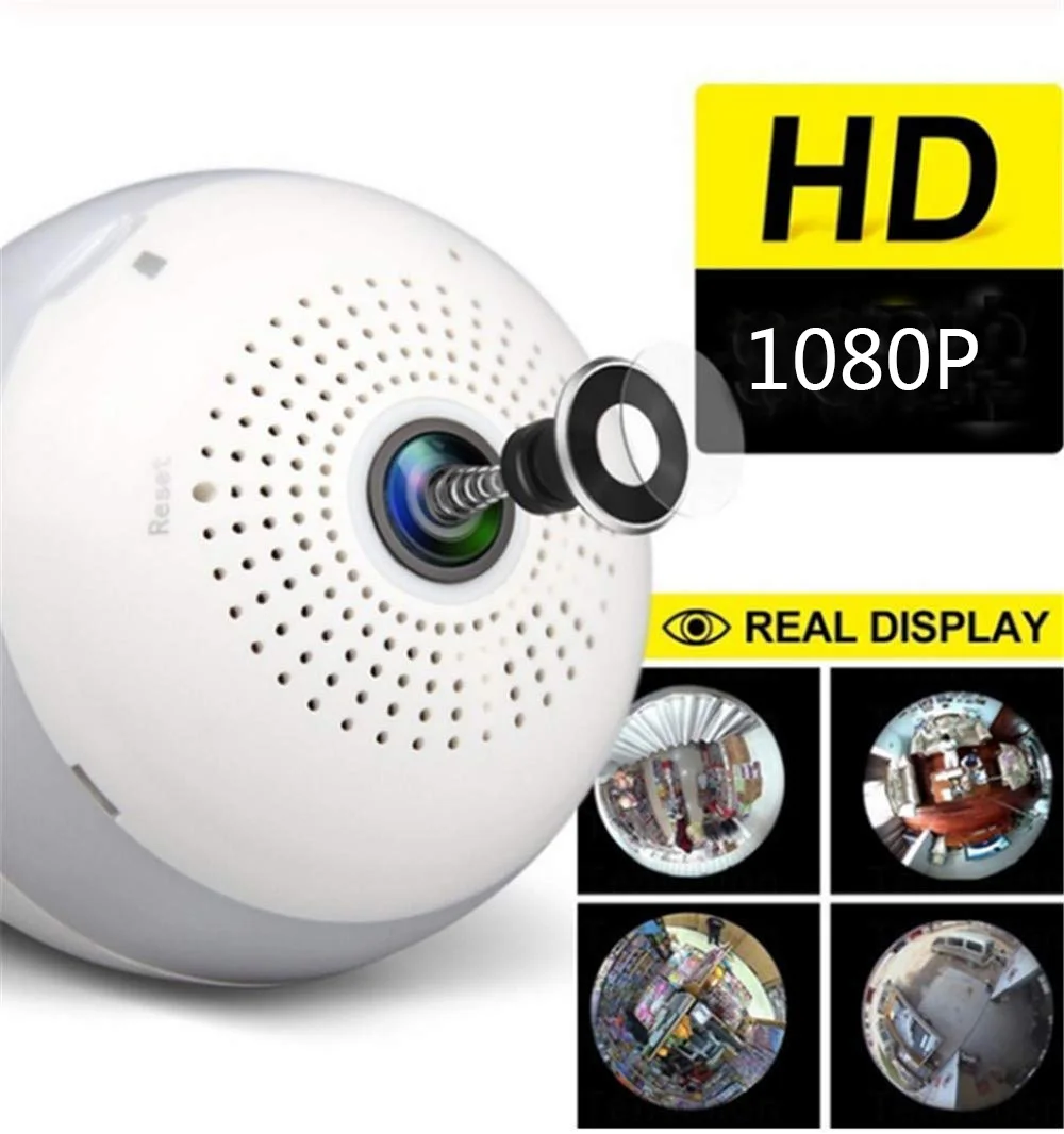 Kruiqi Wifi ip-камера 1080P лампа светодиодный светильник 360 градусов Wi-Fi рыбий глаз CCTV камера 2 МП Домашняя безопасность WiFi камера панорамная камера