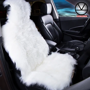 

KAWOSEN 1 Piece Long Faux Fur Seat Cover, Universal Artificial Plush Car Seat Covers, Cute Plush White Seat Cushion LFFS02
