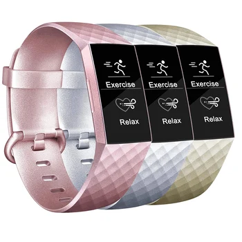 

Soft Silicone Replacement Band For Fitbit Charge 3 Rose Gold Wristband Strap with Metal Buckle For Fitbit Charge 3